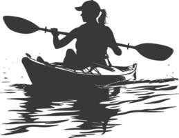 ai généré silhouette femme canoë joueur dans action plein corps noir Couleur seulement vecteur