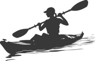 ai généré silhouette femme canoë joueur dans action plein corps noir Couleur seulement vecteur