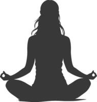 ai généré silhouette femme méditation yoga plein corps noir Couleur seulement vecteur