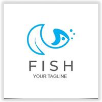 vecteur bleu ligne poisson logo conception