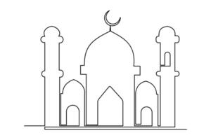 continu un ligne Ramadan symbole. mosquée, eid Moubarak, eid fitr vecteur ligne concept contour vecteur art illustration