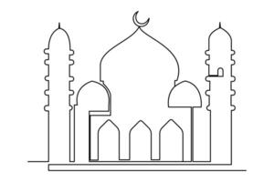 continu un ligne Ramadan symbole. mosquée, eid Moubarak, eid fitr vecteur ligne concept contour vecteur art illustration