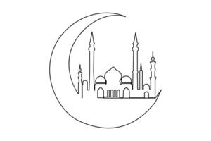 continu un ligne dessin Ramadan kareem symbole. mosquée ligne concept. eid Moubarak, eid fitr vecteur minimaliste conception islamique mosquée contour ornement Contexte.