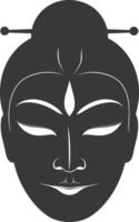 ai généré silhouette Japonais traditionnel masque noir Couleur seulement vecteur