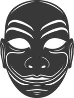 ai généré silhouette Japonais traditionnel masque noir Couleur seulement vecteur