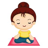 des gamins Faire en bonne santé mode de vie yoga activité dessin animé illustration vecteur clipart autocollant