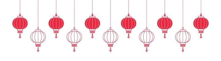 pendaison chinois Nouveau année lanternes bannière frontière, lunaire Nouveau année et milieu de l'automne Festival graphique vecteur