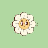 mignonne rétro illustration de une souriant Marguerite visage vecteur