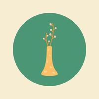 mignonne brillant vecteur illustration avec une plante dans une vase mis sur une rond Contexte