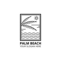 paume plage ligne art logo minimaliste vecteur symbole illustration conception