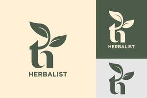 lettre h herboriste la nature vecteur logo conception