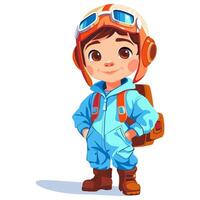 dessin animé enfant pilote dans aviateur costume vecteur