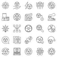 nucléaire Puissance contour Icônes ensemble - radiation et radioactif concept vecteur ligne symboles