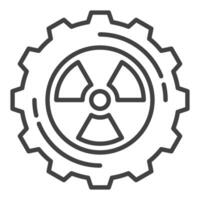 dent roue avec radiation signe nucléaire énergie mince ligne icône ou symbole vecteur