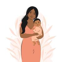 femme avec petit enfant. allaitement maternel et maternité. vecteur illustration.