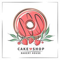 Donut et baies. gâteau magasin logo. vecteur illustration pour logo, menu, recette livre, cuisson boutique, café, restaurant.