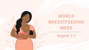 monde allaitement maternel semaine. femme et bébé. bannière à propos allaitement maternel et maternité. vecteur illustration.