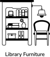 branché bibliothèque meubles vecteur