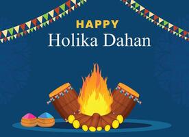 holika dahan fête affiche Indien hiver vacances conception, vecteur illustration