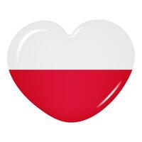 3d en forme de coeur icône de le Pologne drapeau sur une transparent Contexte. bouton de le du pays drapeau. vecteur illustration