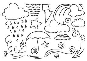 collection météo dessinée à la main. illustration vectorielle de style plat sur fond blanc. vecteur