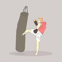 Jeune et aptitude homme boxe sac vecteur illustration graphique conception