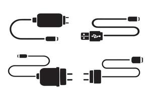 ensemble de chargeur Icônes pour téléphone et tablette. voiture adaptateurs pour mise en charge dispositifs. Puissance cordons. vecteur numérique équipement pour remplissage batteries. vecteur illustration