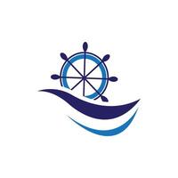 logo de roue de bateau vecteur