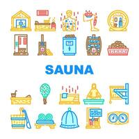 sauna vapeur spa santé Icônes ensemble vecteur