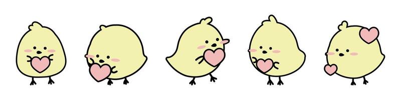 mignonne griffonnage Jaune poussins emoji autocollant icône vecteur graphique