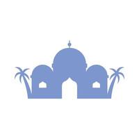 silhouette islamique mosquée avec paume des arbres vecteur