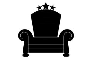 Roi trône silhouette, Royal trône chaise vecteur, fauteuil avec couronne de roi. vecteur