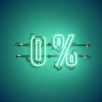 &#39;0%&#39; enseigne réaliste au néon, illustration vectorielle vecteur