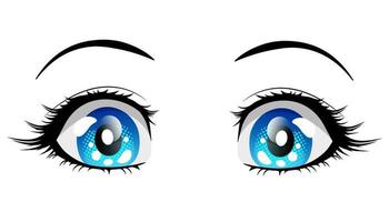 fille d'anime aux yeux bleus surpris. illustration vectorielle dans le style manga isolé sur fond blanc. vecteur