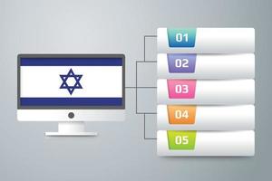 drapeau d'israël avec conception infographique incorporer avec écran d'ordinateur vecteur