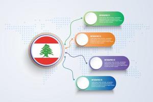 drapeau du liban avec conception infographique isolé sur la carte du monde à points vecteur