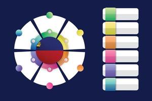 drapeau du liechtenstein avec conception infographique incorporer avec forme ronde divisée vecteur