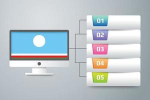 drapeau de la république de sakha avec conception infographique incorporer avec écran d'ordinateur vecteur