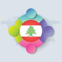 Drapeau du Liban avec un design infographique isolé sur la carte du monde vecteur