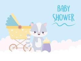 décoration de dessin animé de raton laveur de douche de bébé vecteur