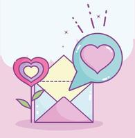 bonne saint valentin, message de lettre de courrier de coeur en forme de fleur vecteur