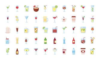 paquet d'icônes de jeu de collection de boissons vecteur