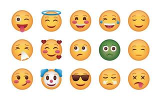 ensemble d'icônes de visages emojis vecteur