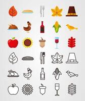 joyeux thanksgiving day icon set vector design