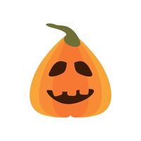 citrouille d'halloween avec icône de style plat visage vecteur