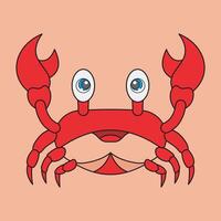 une dessin animé Crabe avec gros yeux et une gros nez vecteur