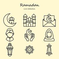 Ramadan modifiable Icônes ensemble contour style vecteur