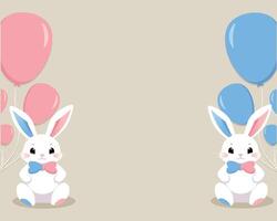 bébé douche ou le sexe fête carte. invitation le sexe faire la fête. mignonne lapin et des ballons. vecteur illustration. bannière, Contexte pour célébrer bébé douche