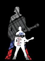 vecteur illustration de stylisé guitare joueur silhouette avec texte et Contexte texture. art pour impressions sur tee-shirts, affiches, etc...