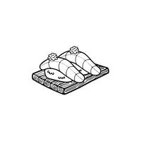 noir et blanc isoler sashimi Sushi Japonais nourriture plat style illustration vecteur